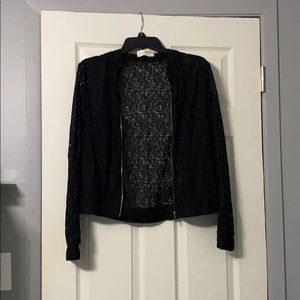 see through pretty pattern black jacket